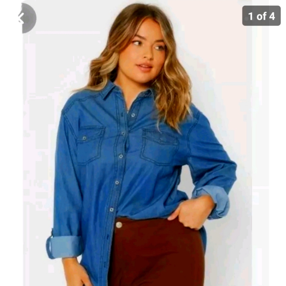 Rue 21 Plus Size  Button Down Chambray Shirt